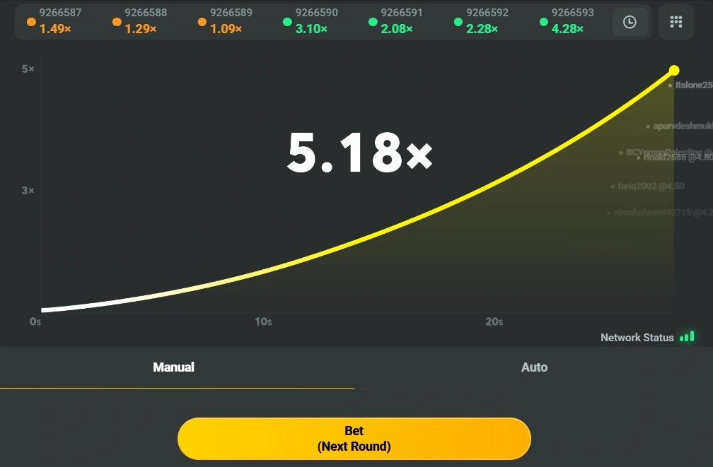 JB.COM Crash game with live multiplier chart and real-time betting controls