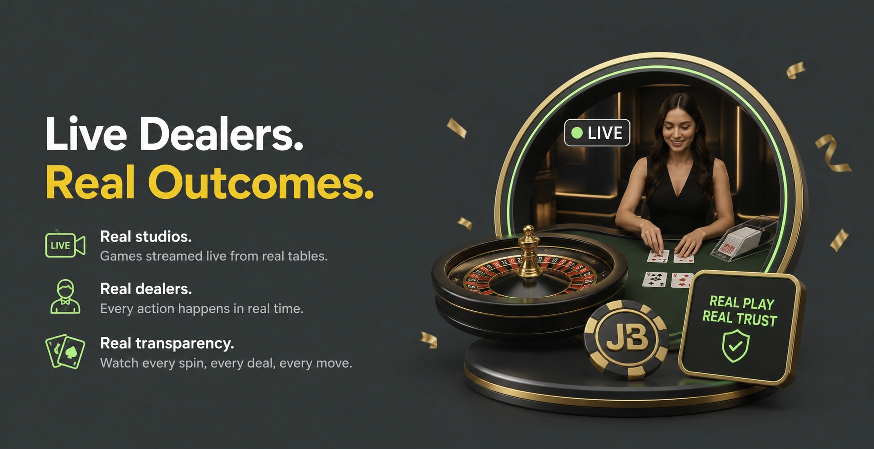 JB.COM live casino with real dealers, roulette, and live gaming experience